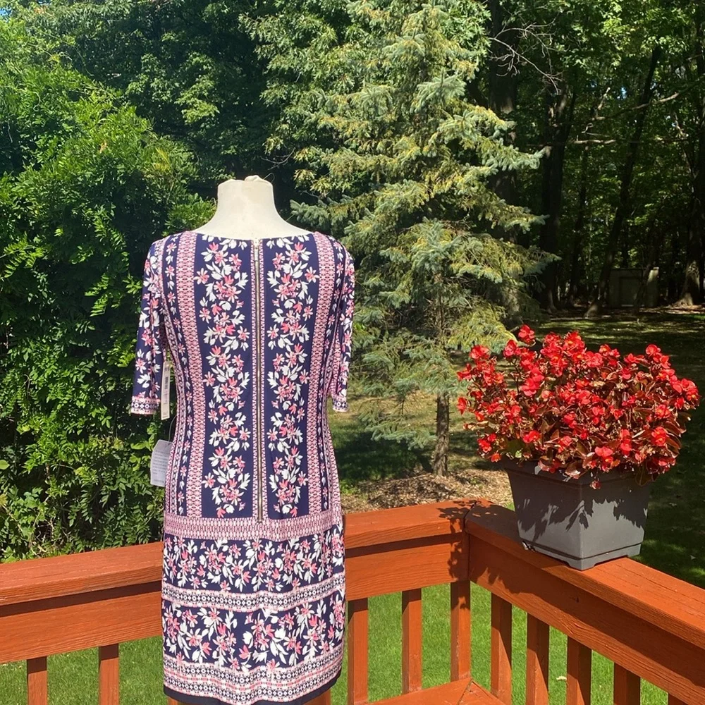 NWT Eliza J. Posted k, blue& white dress, see measurements in photos. - Picture 3 of 15
